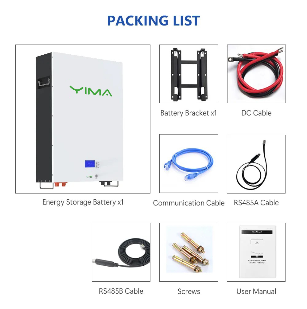 48v 51.2v 50ah 100ah 200ah Lithium Ion House Battery With Smart BMS Powerwall 10kw 10kwh