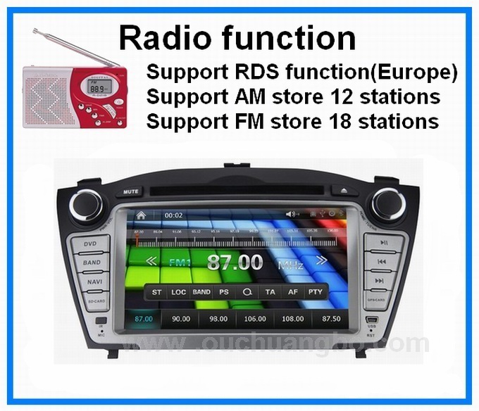 7 inch 2 din touch screen Hyundai IX35 car radio with bluetooth gps navigation OCB-8635