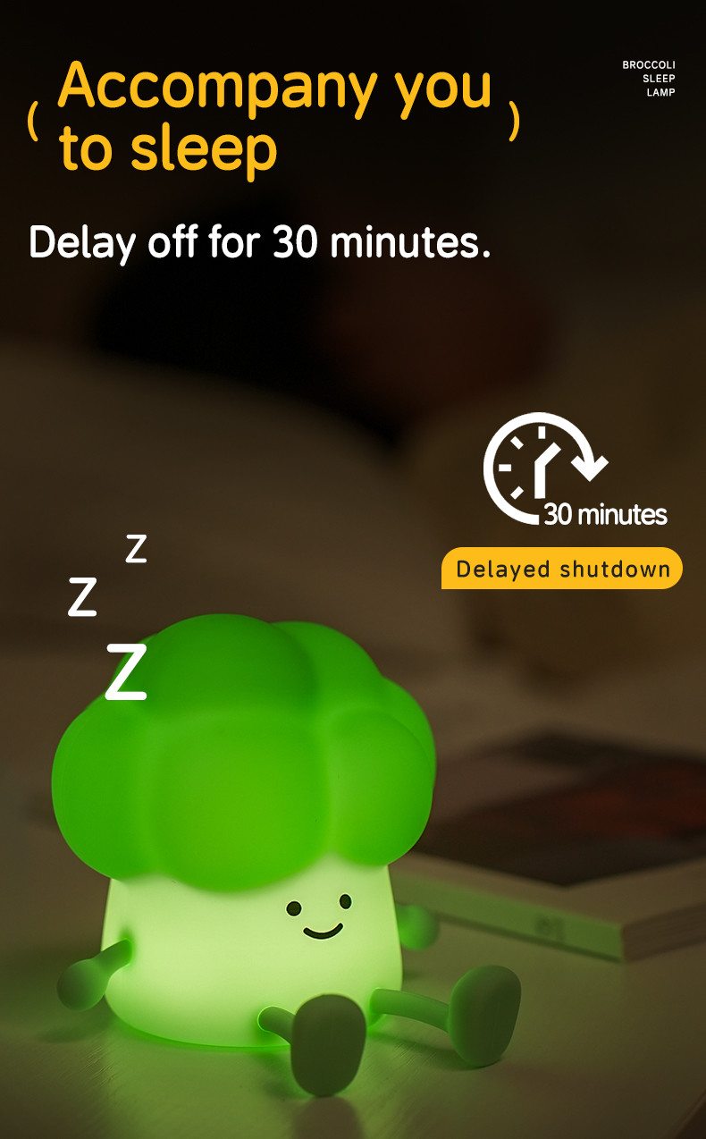 Cute Cartoon Broccoli Night Light To Accompany Children To Sleep Silicone Night Light Rechargeable Bedside Vegetable Lamp