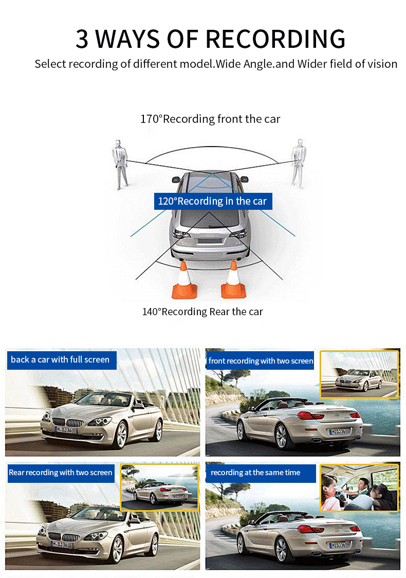 Waterproof 4 Inch WDR Truck Dash Cam Mirror Driving Recorder