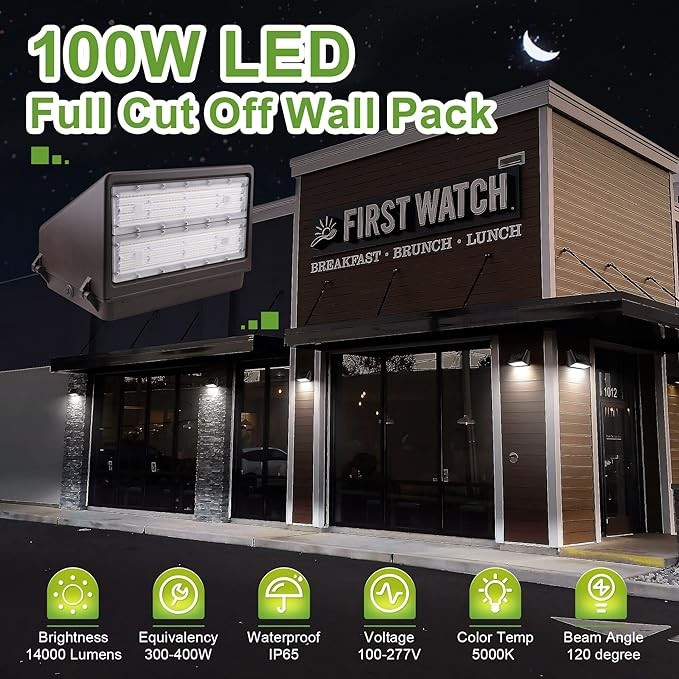 IP65 Outdoor LED Full Cutoff Wall Pack 140LM/W 3CCT Selectable