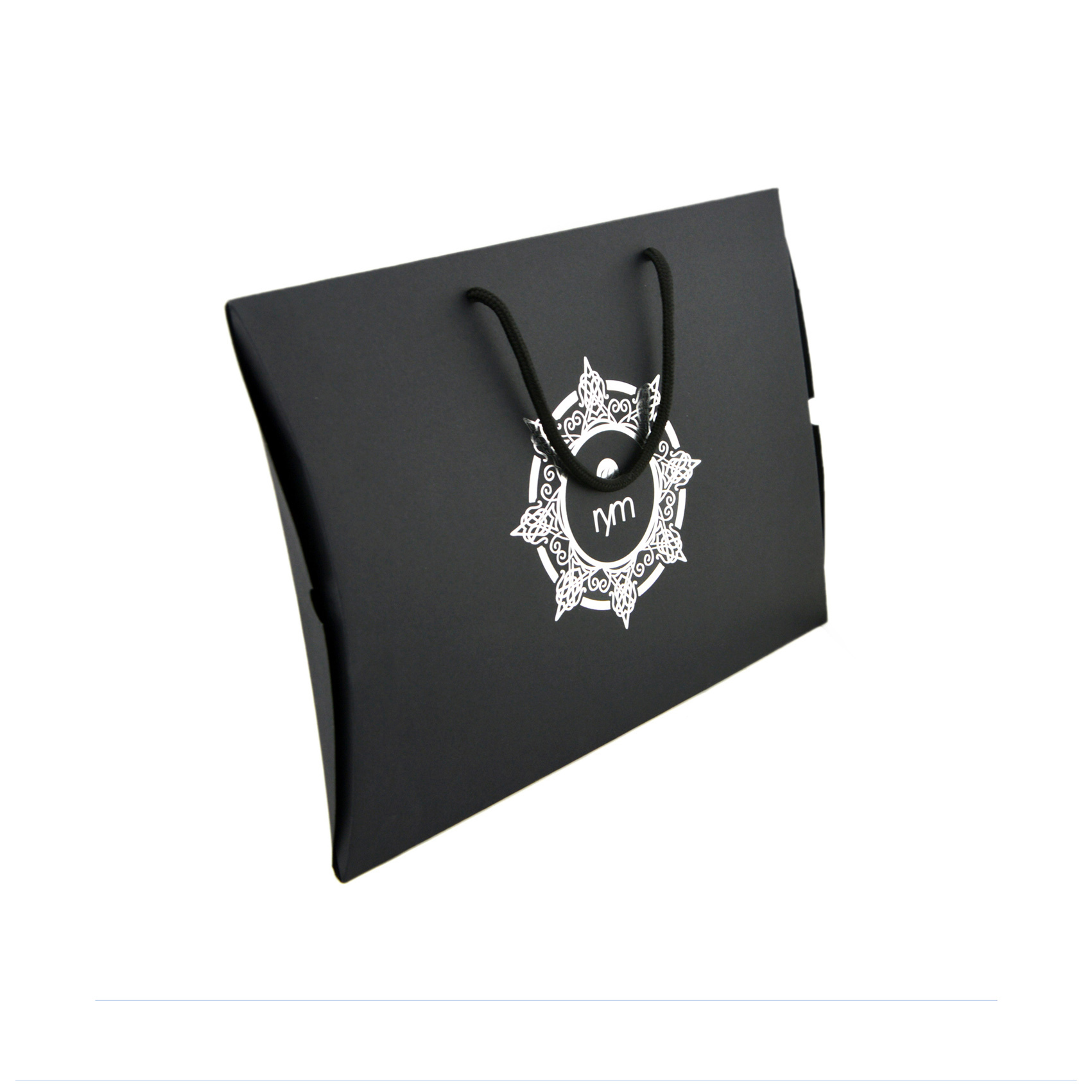 Customized Accessories Cardboard Gift Packaging Box Silver Foil| Pillow Shaped Boxes with Handle