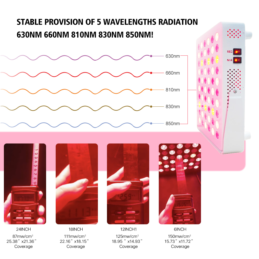 630nm 660nm 810nm 830nm 850nm Red Near Infrared 300w LED Light Therapy Panel