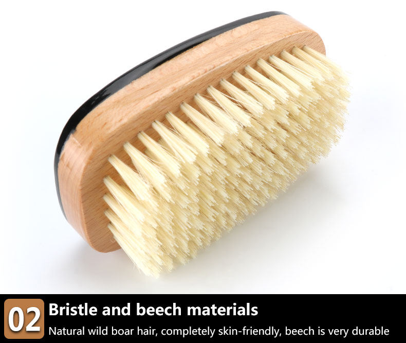 Private Label Square Men Wave Brush Beach Wood Handle Medium Hard Boar Bristle