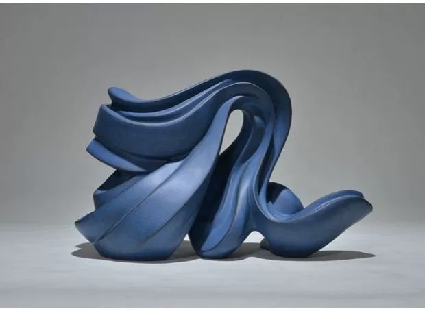 Gray Blue Resin Art Sculpture Abstract Indoor Floor Statues Square Indoor Table Decoration