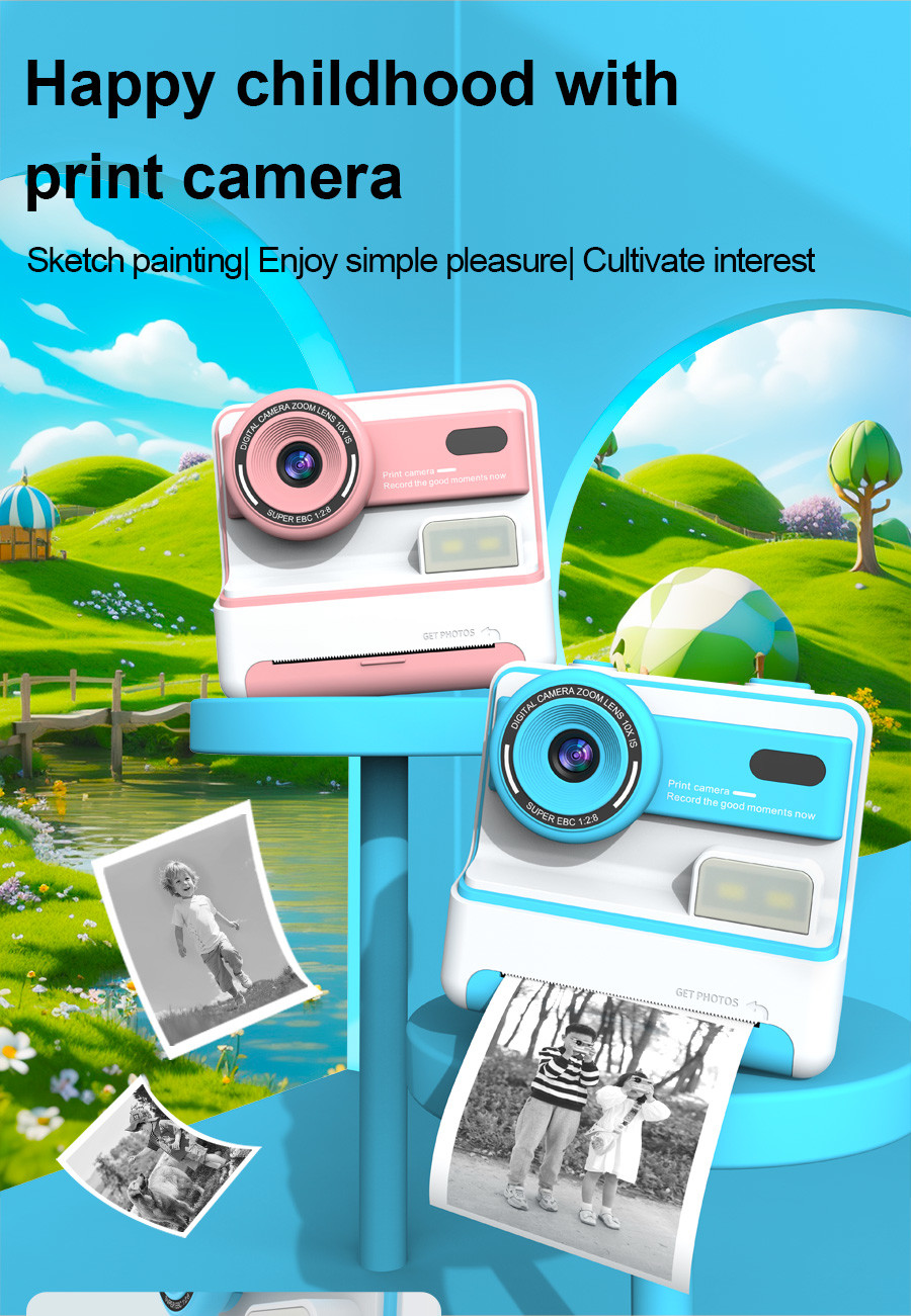 2025 Latest 1080p 2.4" Kids Digital Camera for Kids Instant Printing Kids Cmaras Digitales for Children