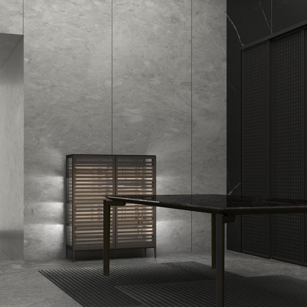 Luxury Living Room Furniture Storage Rack Aluminum + Glass Material