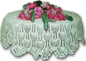 Rectangular coffee table linen table cloth table, Corcheted Lace Table linen, Tablecloth