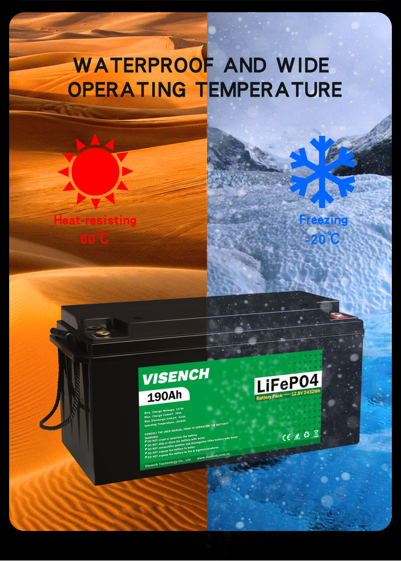 Visench Solar System Lifepo4 Battery Pack Lithium Ion Lifepo4 12V 190AH Lithium Ion Batteries