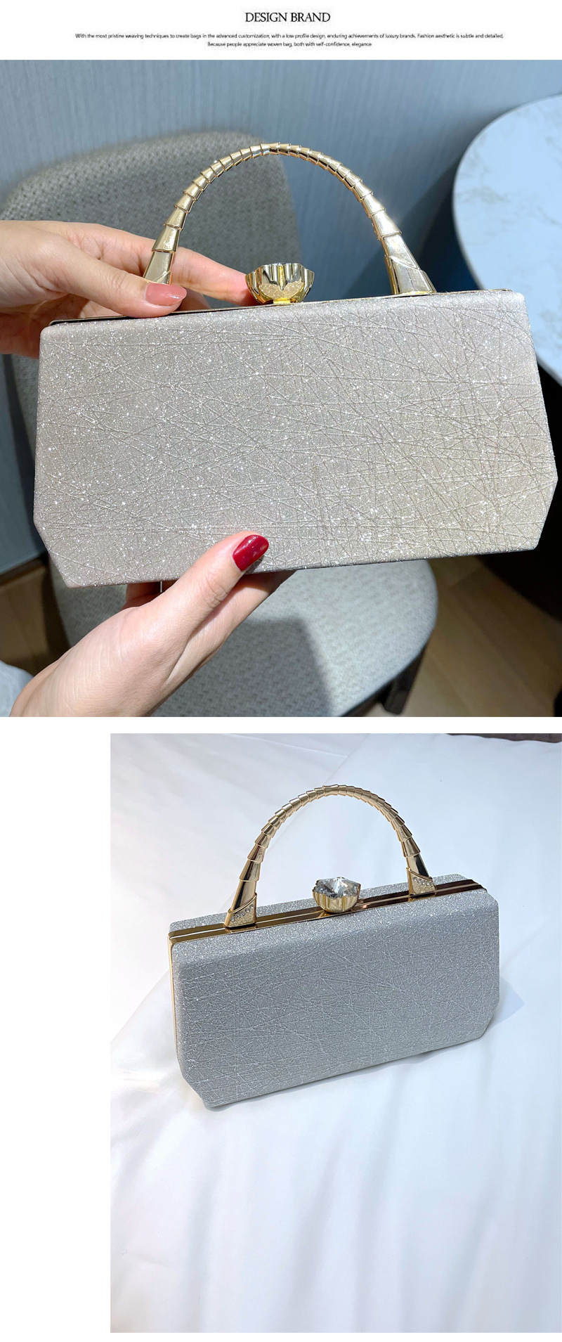 Vintage Style Hasp Women Handbag adorned with Designer Highlight Sequins Leather Trend