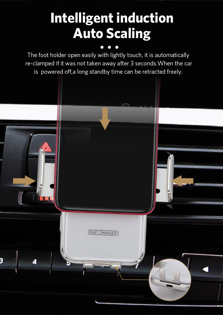 Air Vent Auto-Clamping Infrared Sensor Wireless Car Charger Mount Phone Holder
