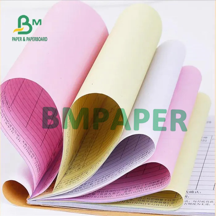 55gsm NCR Carbonless Paper White Yellow Red Blue Color Invoice Paper Black Image 