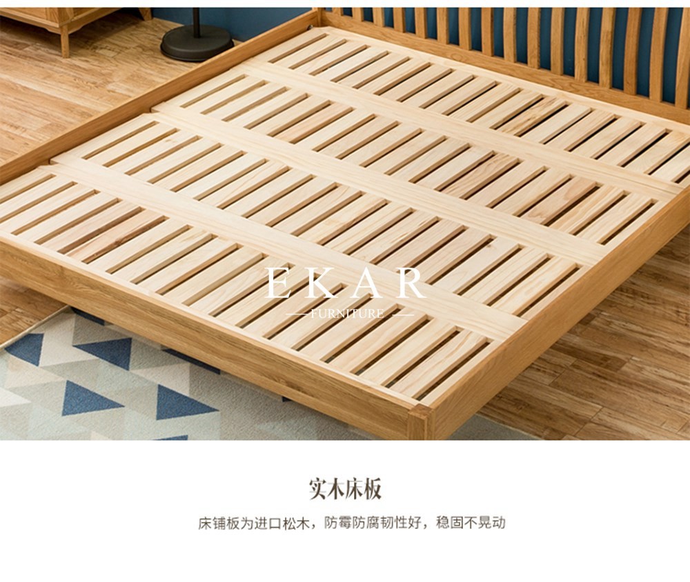 New Modern Simple Design King Size Oak Solid Wood Bedroom Furniture Nordic Bed