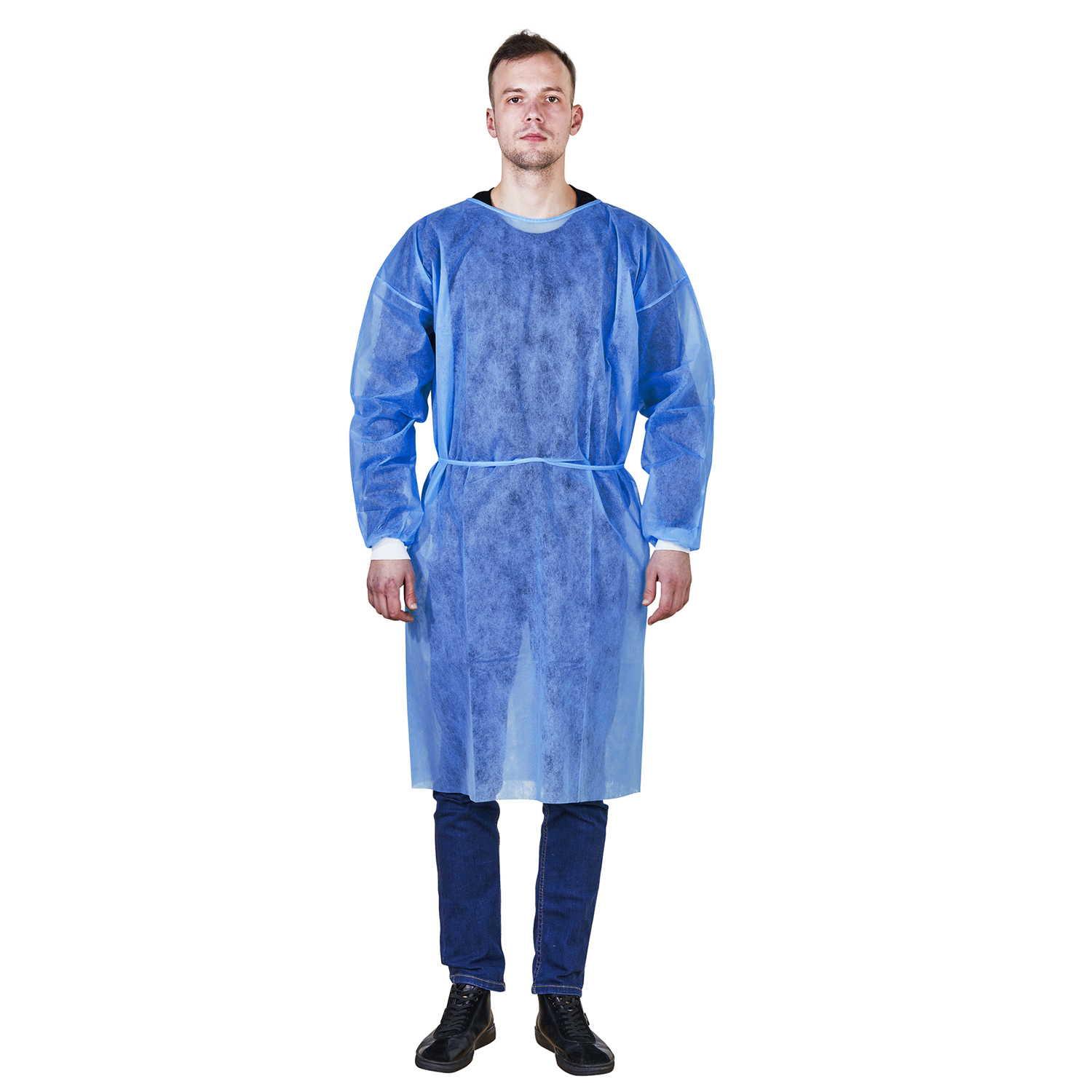 Lab Coat Style Non-woven Fabric Blue Isolation Disposable Operation Gown for Men Women