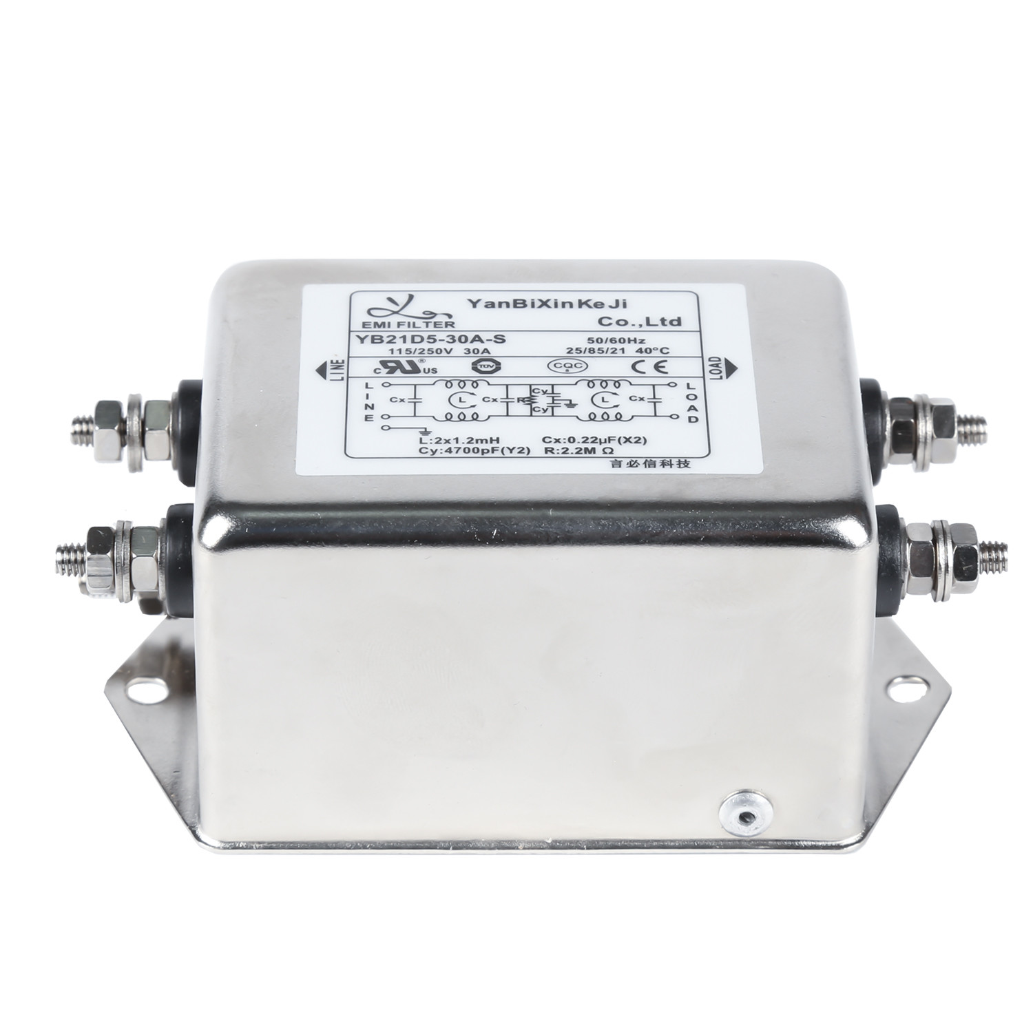 Single Phase Filter M4 Screw Output 30A Power Line Filter Low Pass EMI Filter