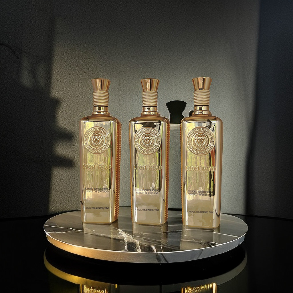 Electroplating Decorated Embossed 750ml premium whiskey bottle