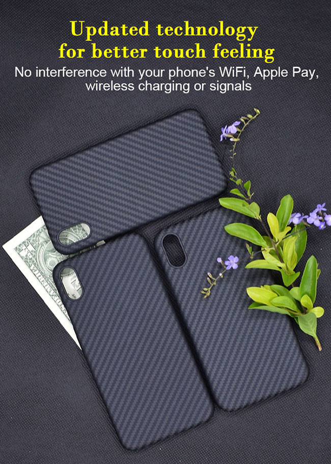 Non Conductive Twill Finish Aramid Fiber Phone Case For iPhone X