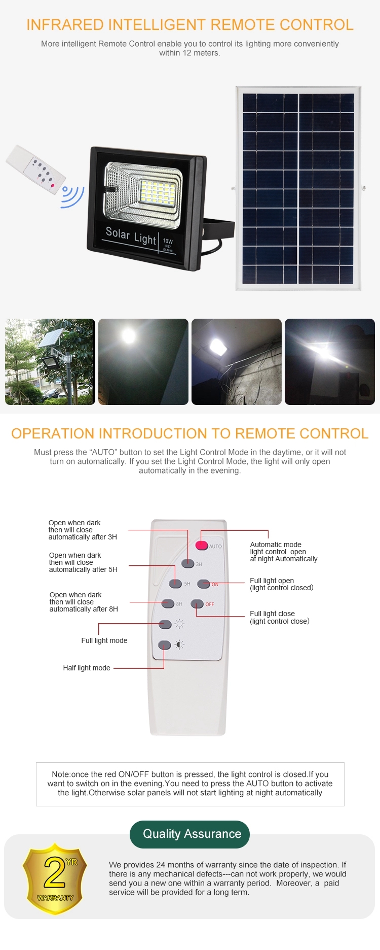 200W Solar Powered LED Flood Light , Solar Outdoor Flood Lights 2 Years Warranty
