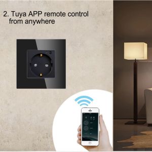 13A Tuya Timer Wall Socket 3500W Voice Activated Power Outlet