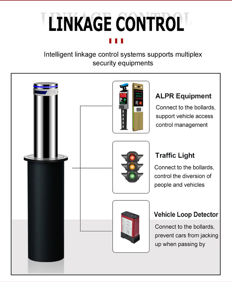 Automatic Bollard Actuator System Hydraulic Retractable Road Barrier with Stainless Steel Housing