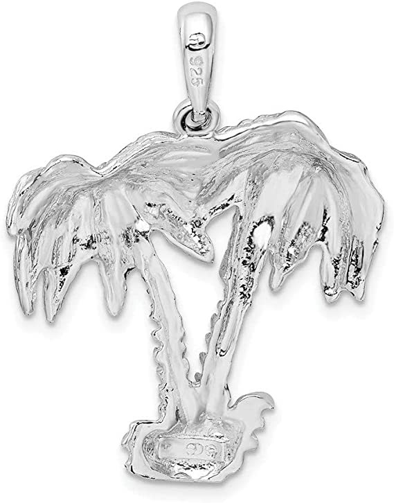 Love Animal Charm Family Birthday With Sterling Silver Polished Palm Tree Pendant