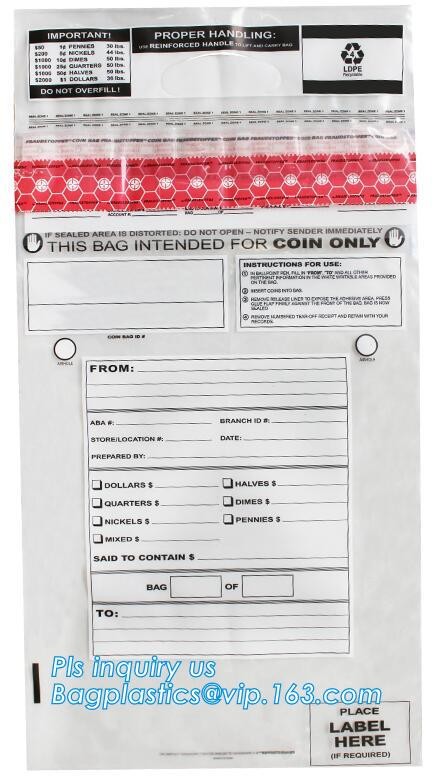 Security plastic bag with adhesive tape for cash, plastic money bag, Security Money Cash Bag For Airport/Bank and police