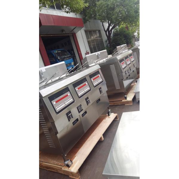 Three Pots Six Baskets Electric Digital Computer Panel Open Deep Fryer With Oil Filtration