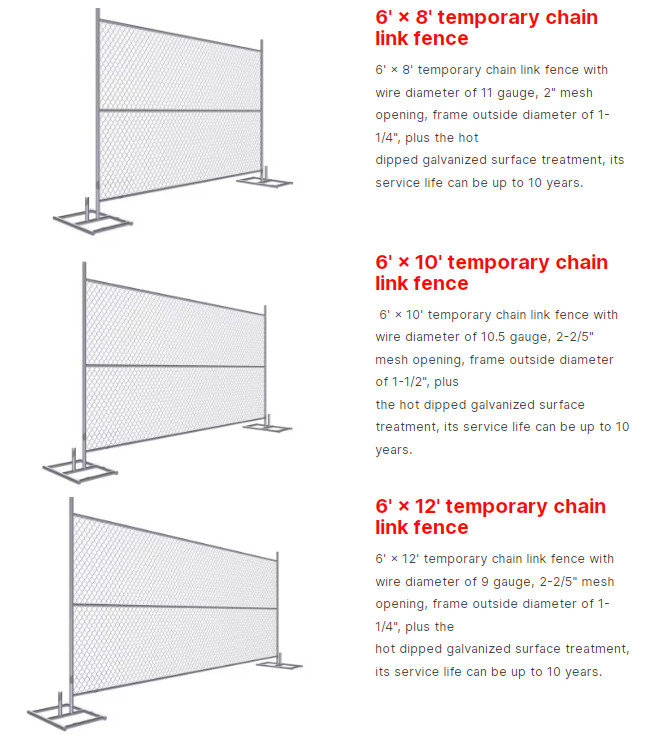 Galvanized Chain Link Fencing 6x12 Temporary Construction Fence Panel