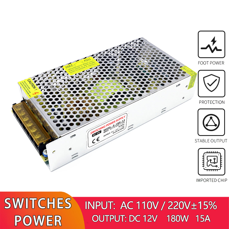 AC 100V 240V To DC Switch Power Supply DC 12V 180W 15A 50Hz 60Hz