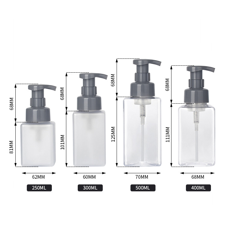 Recycled PET Cosmetic Foam Bottle Transparent Multiusage 60mm width