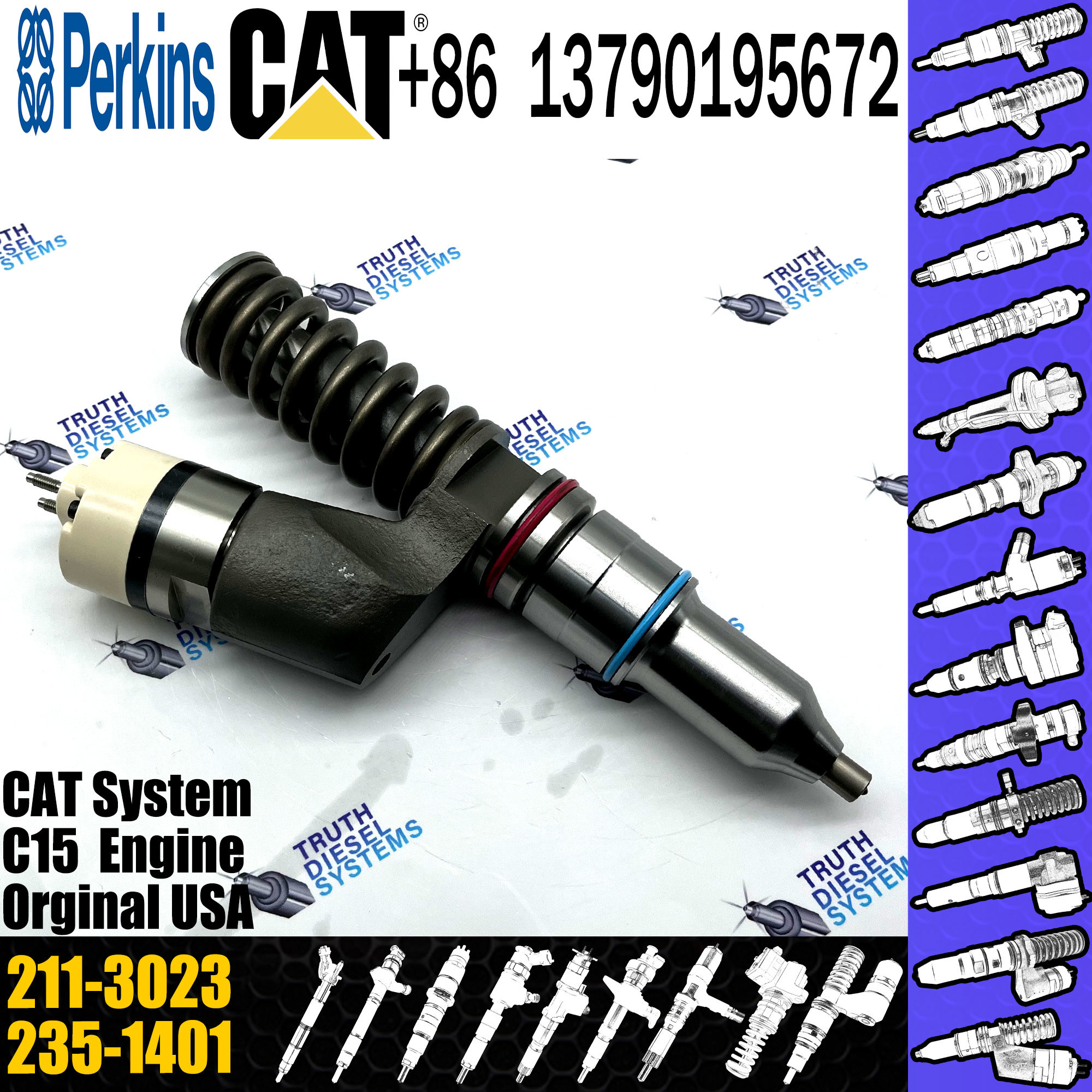 10R-0957 2113023 Diesel Pump Engine Common Rail Fuel Injector 10R0957 211-3023 For CAT Excavator Truck C15 3406E