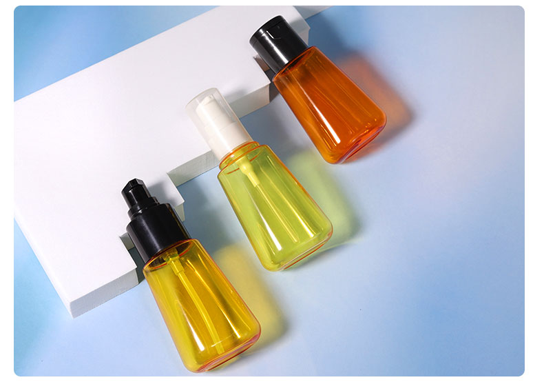 PET Clear Lotion Bottle Cosmetic Hair Oil Empty Bottle 70ml With Black Pump Head