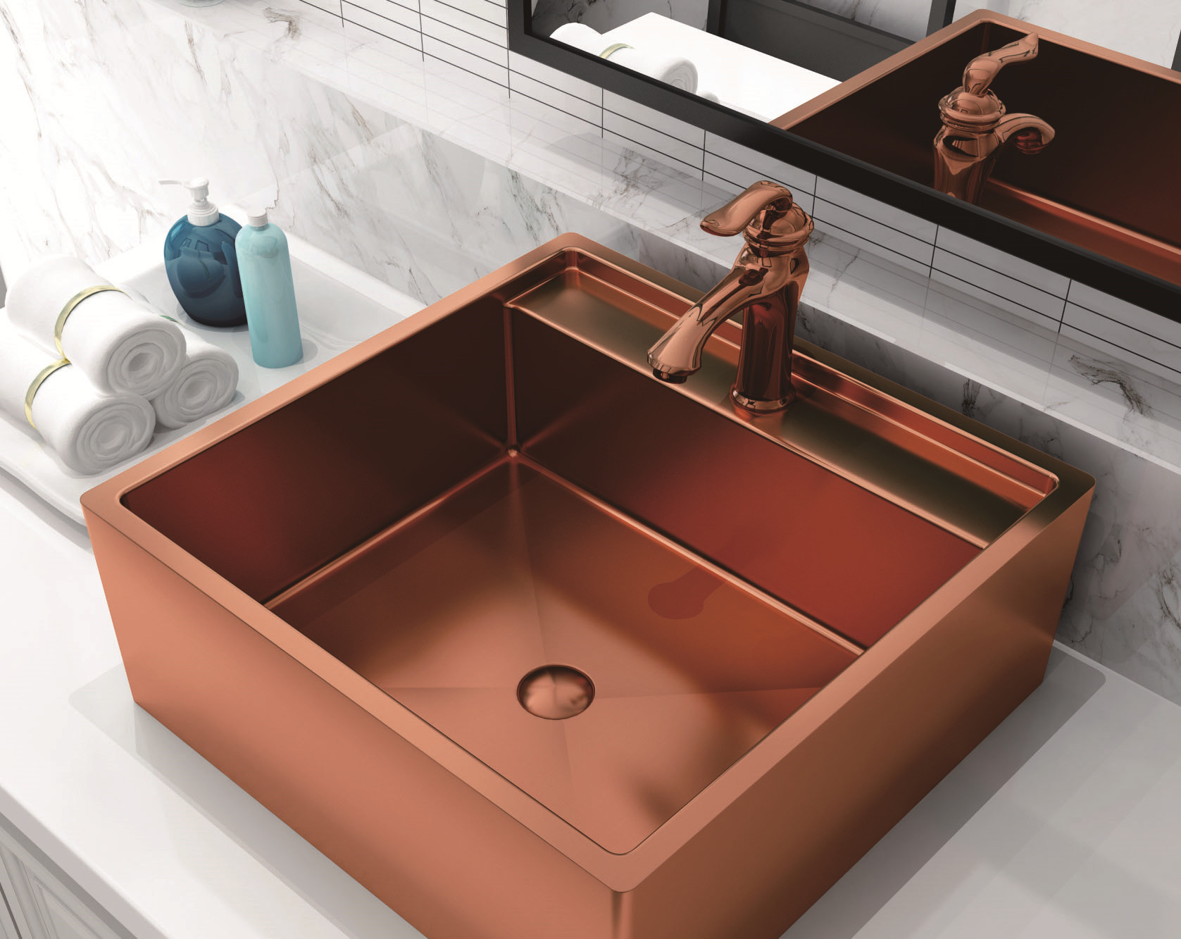 20 Inch Stainless Steel Vessel Sinks , Bathroom Sink Vanity Unit With Pop - Up Drain