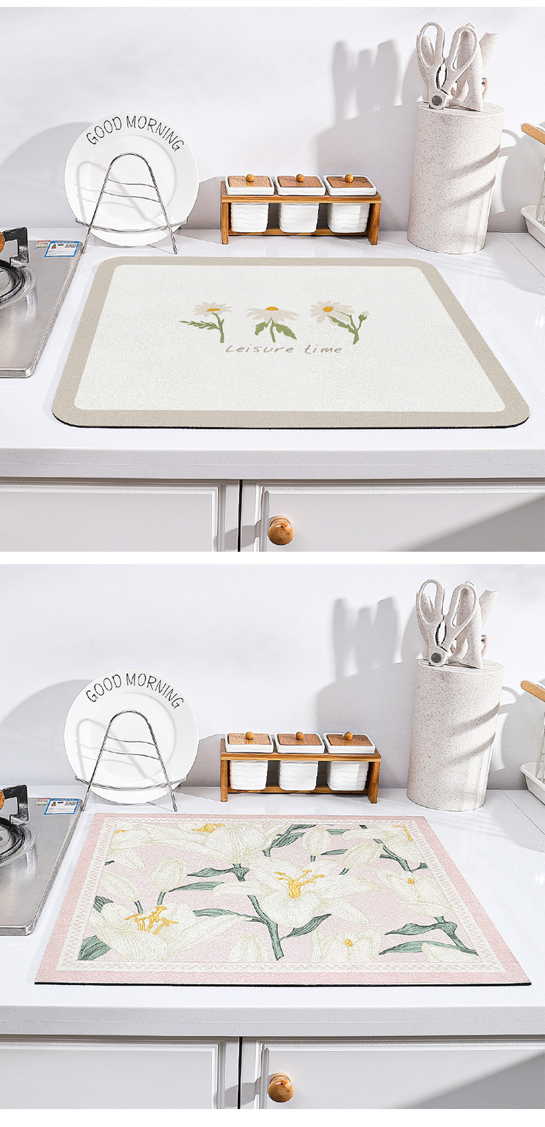 30*40cm/40*50cm Kitchen Drying Mat for Stone Countertops Customizable and Durable