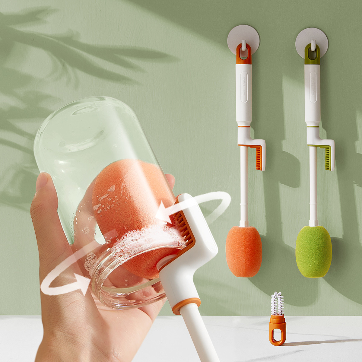 L Shaped Cup Brush Cleaner 3 In 1 Long Handle Brush For Cleaning Cups Bottles Thermal Flasks