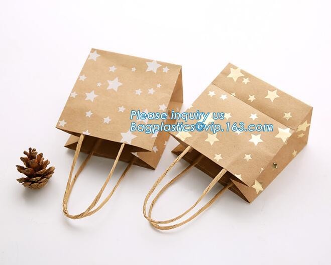 Custom Printed Accept Wholesale Stock White Brown Kraft Paper Shopping Bag With Handle No Minimum, carrier handle bags
