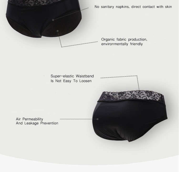 Sexy beautiful lace Absorbent 4 Layers Leak Proof Mid Waist Period Menstrual Underwear lingerie women's panties