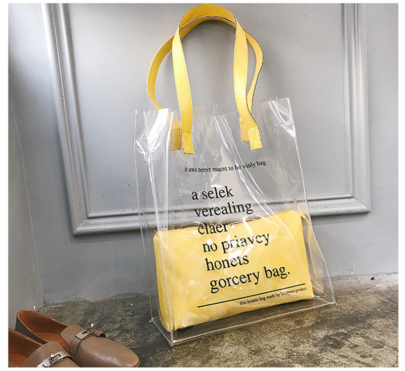 L33*D14*H40 Cm Reusable Custom Clear PVC Handbags