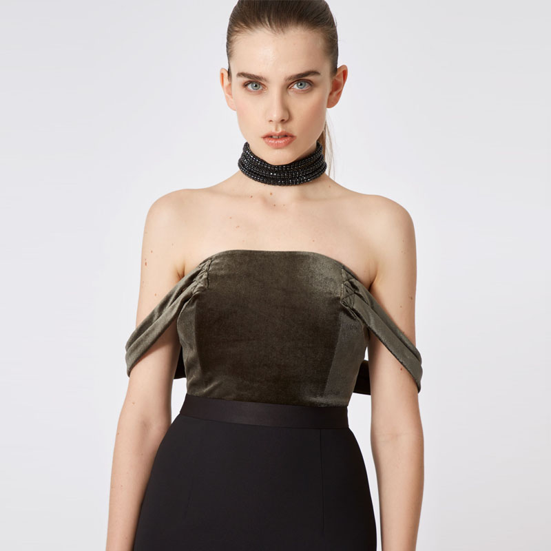 Lancai wholesale off shoulder midi dress