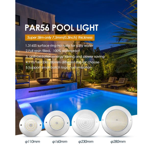 Pool Submersible LED Lights IP68 Fully Sealed Waterproof Single Color DIA160*H7.5mm With CE Certification