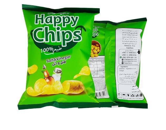 Custom Food Popcorn Potato Chips three side seal pouch for Snack