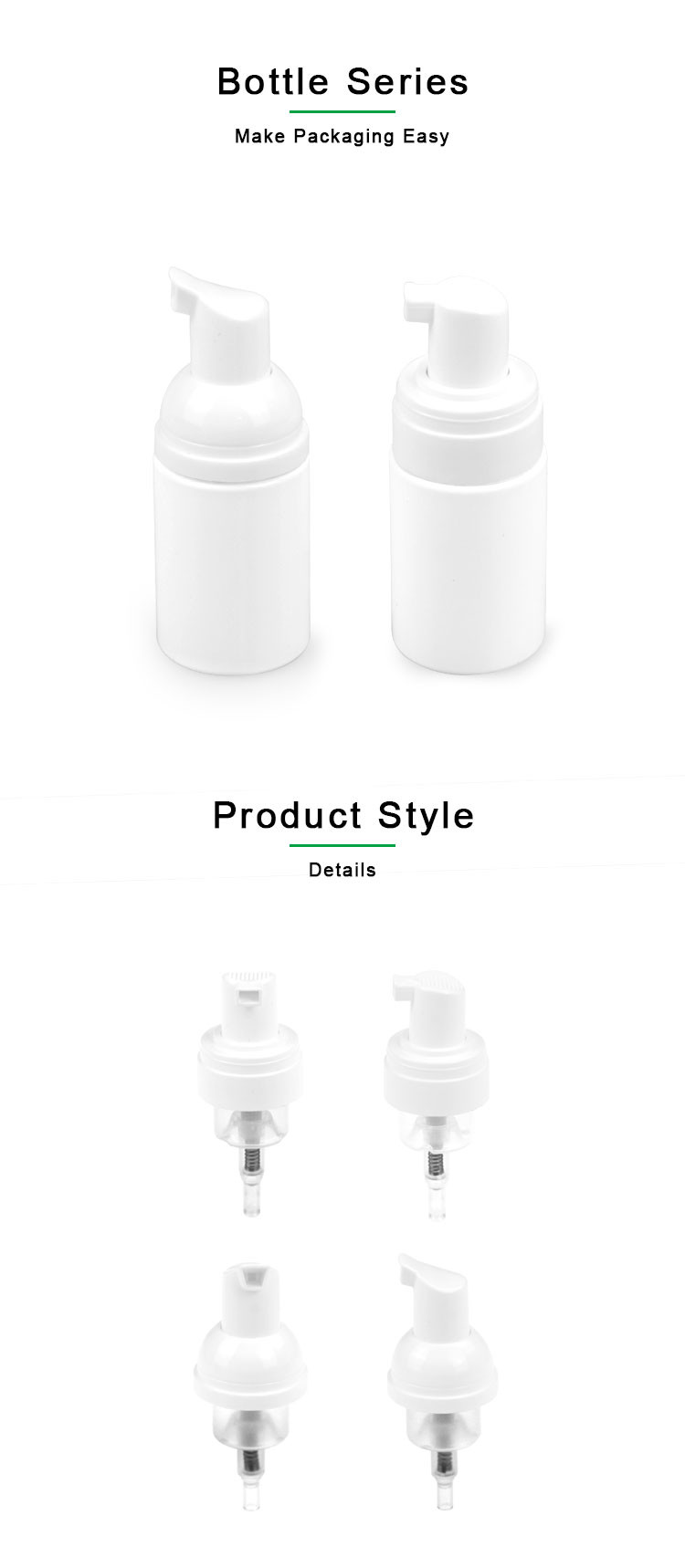 40mm Luxury Skin Care Foam Soap Pump Bottle Clear White Cosmetic Container