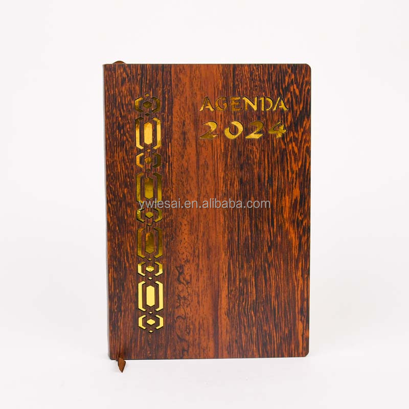 A5 Size Notepad Custom Printed Luxury Bamboo Wood Cover Notebook for Business Gift