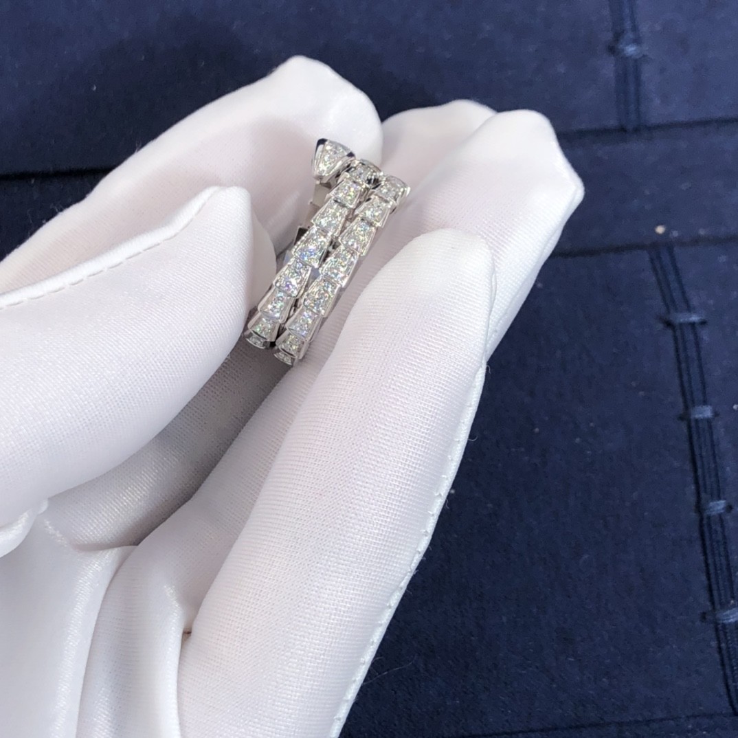 Elegant 18K Gold 2 Row Diamonds Serpenti Viper Ring Diamond Ring Yellow Gold White Gold