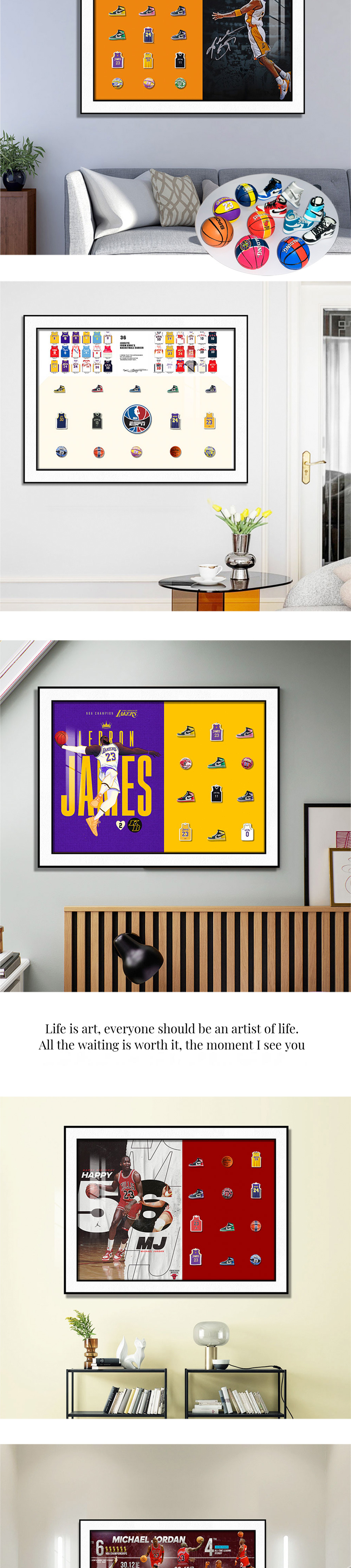 Jordan and LeBron James Basketball Star Wall Murals for Living Room and Bedroom Decor