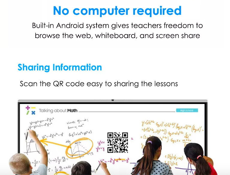 Classroom Meeting Room Interactive Digital LCD Touch Screen Whiteboard 55 Inch