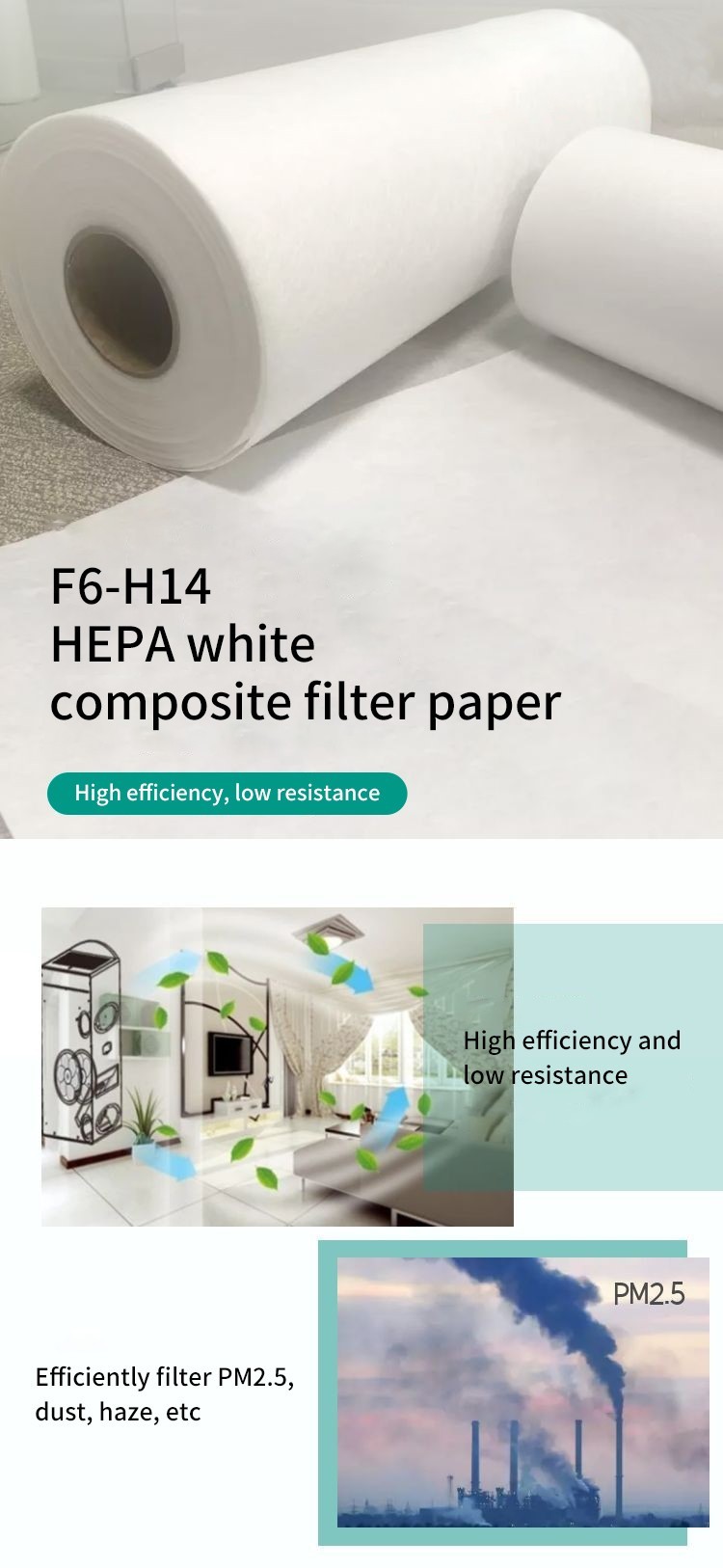 PM2.5 HEPA Filter Fabric Melt Blown Nonwoven Fabric White