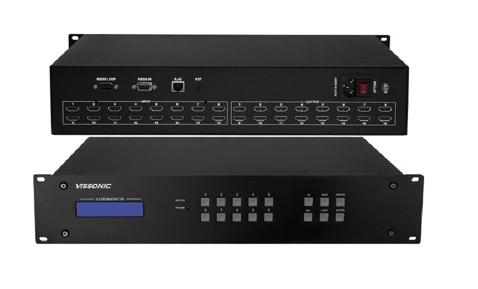 High Speed Switching UHD4Kx2K HDMI 16x16 Matrix Switcher With WEB GUI And IOS Control