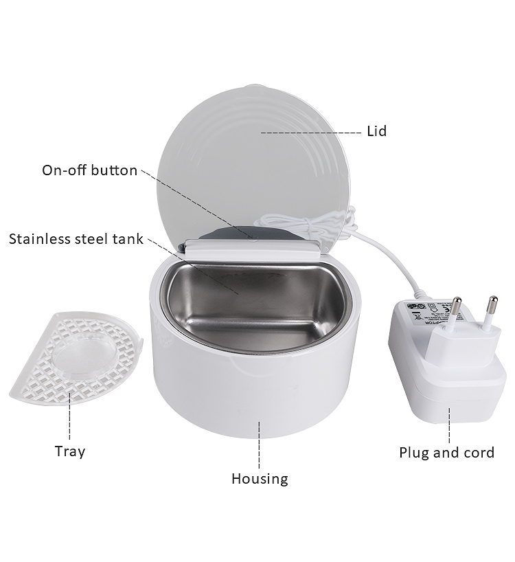 Small Ultrasonic Denture Cleaner / Ultrasonic Retainer Cleaner With Separate Cleaning Tray