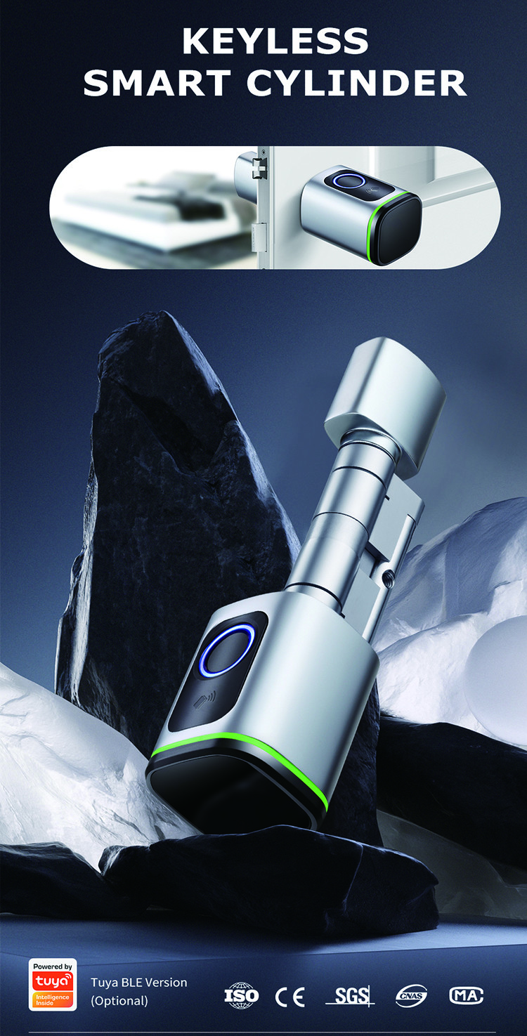 Tuya Ttlock Smart Cylinder Door Lock Biometric Euro Standard Electronic Fingerprint Smart Card Unlock